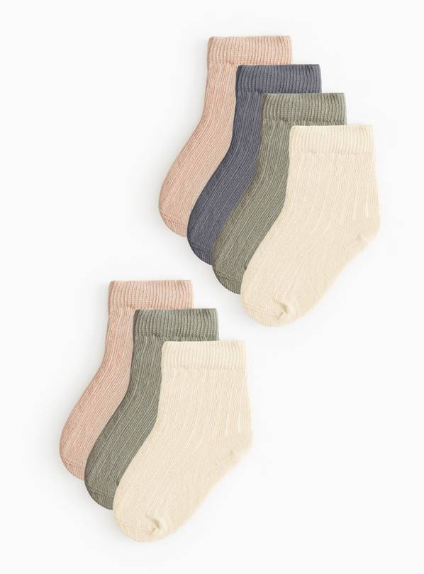 Plain Rib Socks 7 Pack 6-12 months